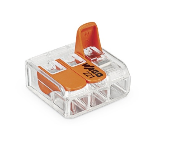 Laidų jungtis 3x0,2-4mm² 32A/450V Wago 221-413